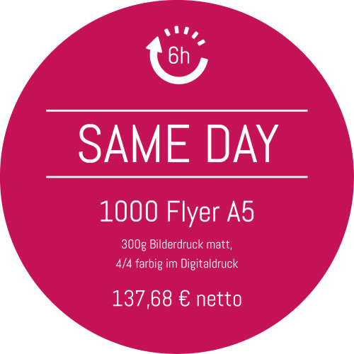 1000 Flyer A5 300g Bilderdruck matt, 4/4 farbig im Digitaldruck