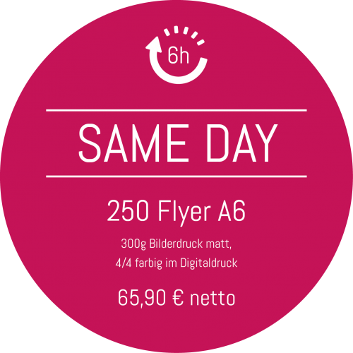 250 Flyer A6 300g Bilderdruck matt, 4/4 farbig im Digitaldruck