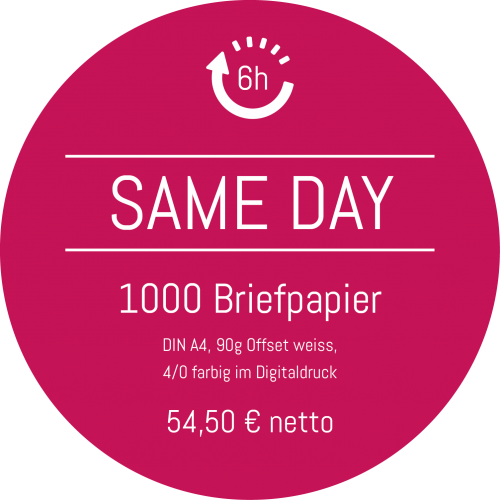 1000 Briefpapier, DIN A4, 90g Offset weiss, 4/0 farbig
